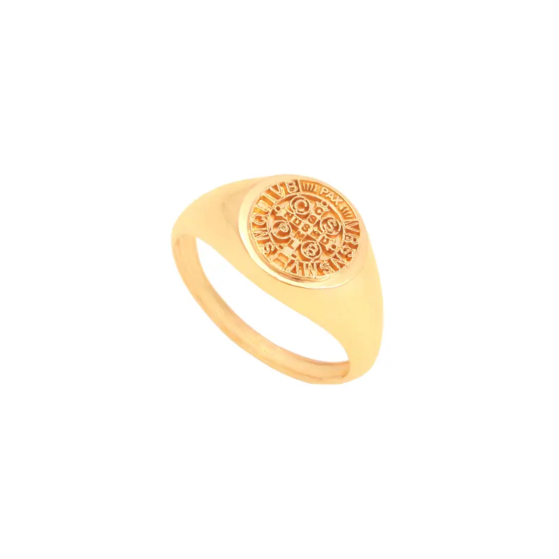 Anel Chancela São Bento, joia em ouro 18k