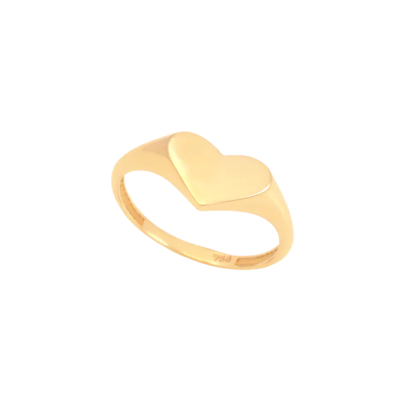 Anel Chancela Coração, joia em ouro 18k