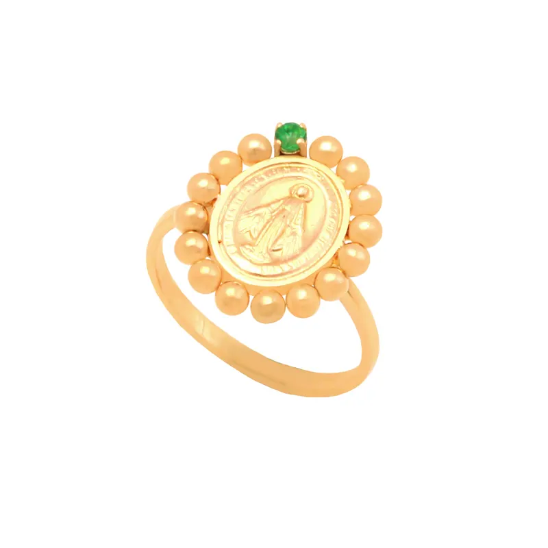 Anel Esmeralda Sagrada, joia em ouro 18k