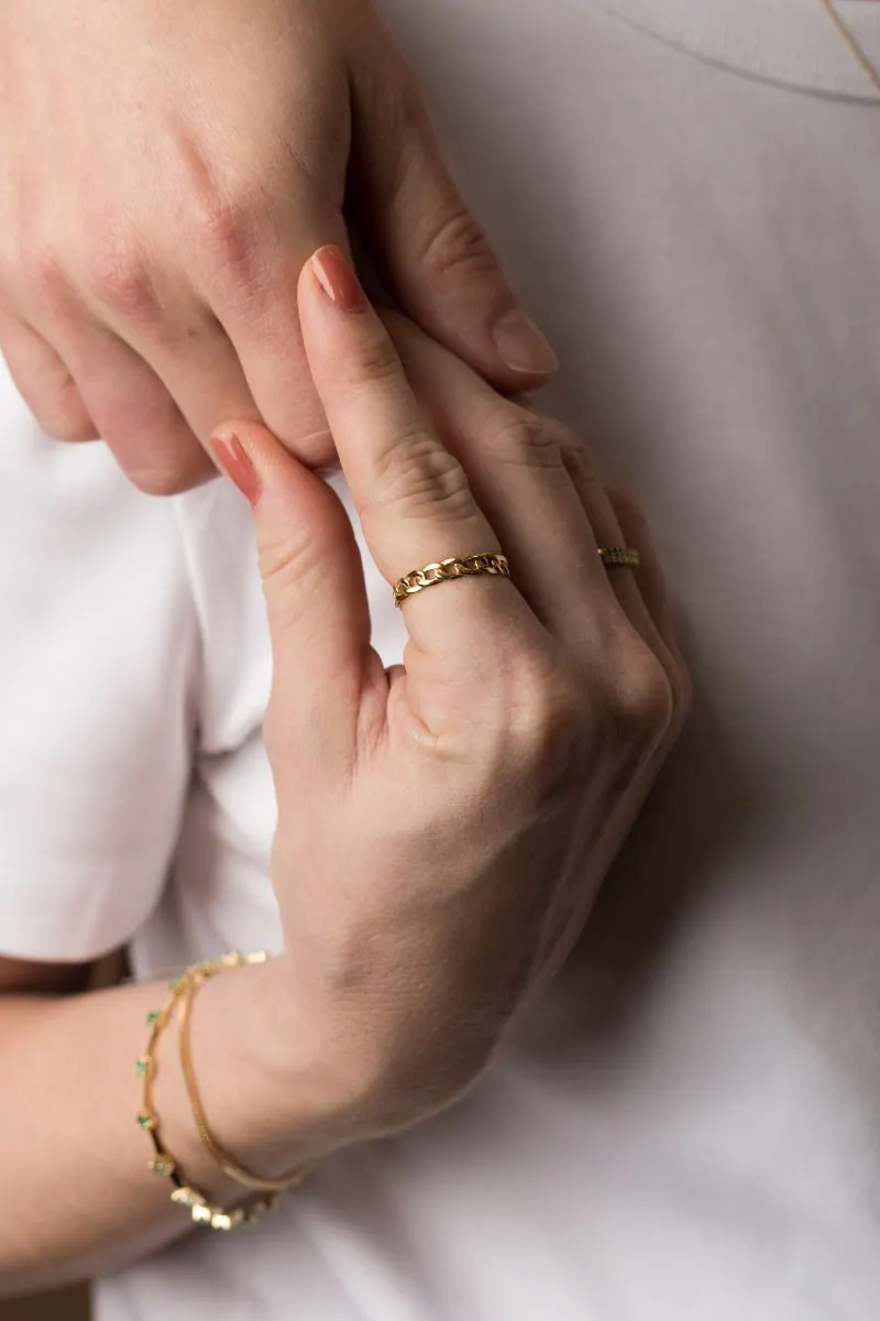 Anel Chain, joia em ouro 18k