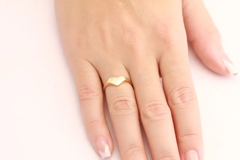 Anel Chancela Coração com Diamante, foto 3