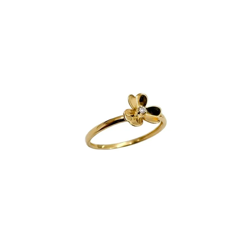 Anel Flor com Diamante, joia em ouro 18k