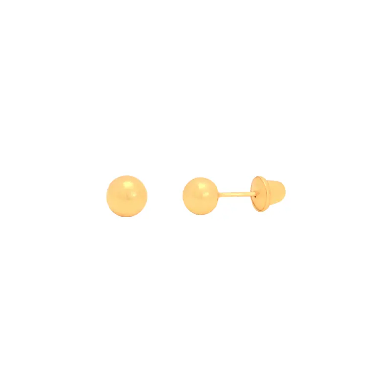 Brinco Bolinha 3mm, joia em ouro 18k