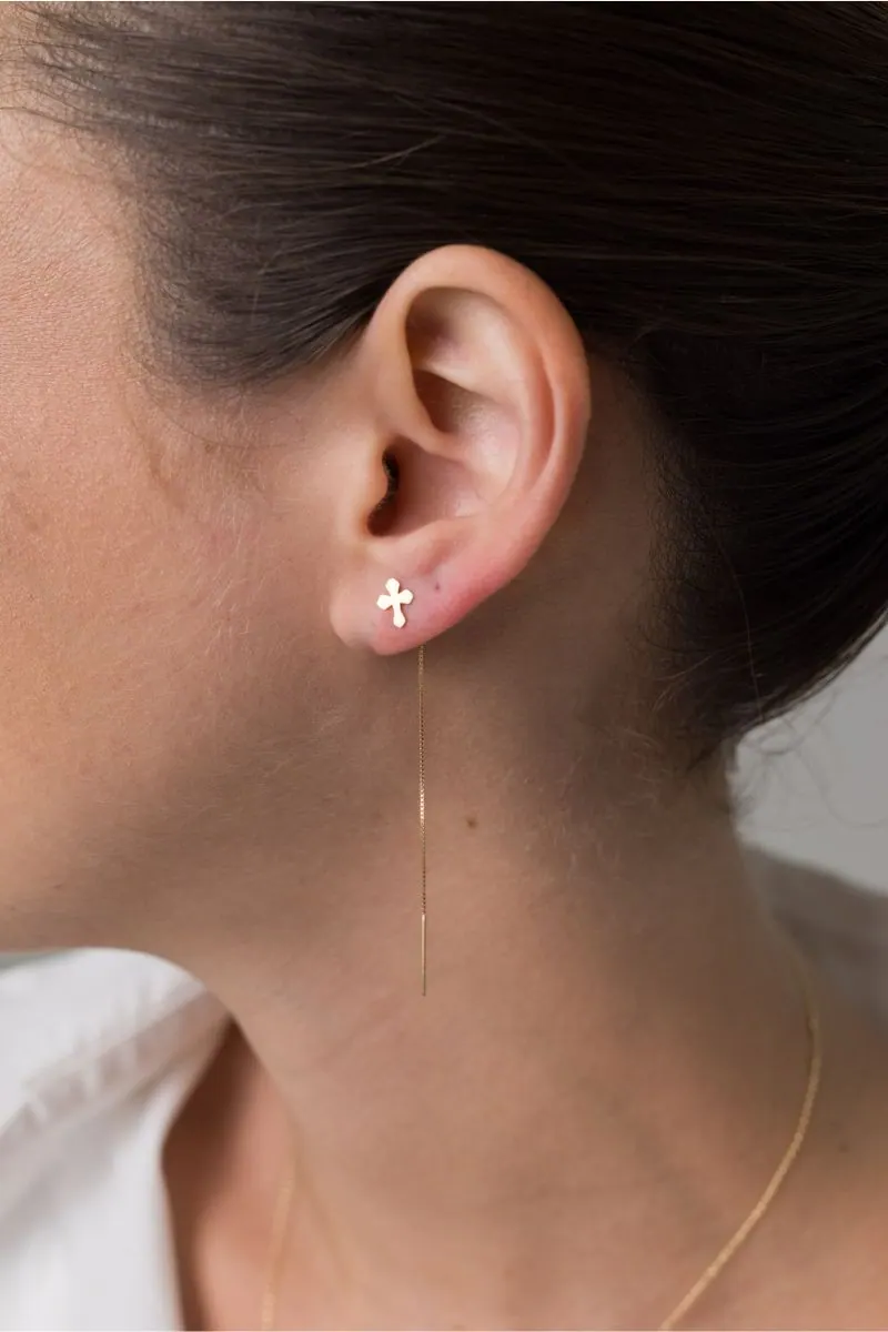 Brinco Cruz Veneziana, joia em ouro 18k