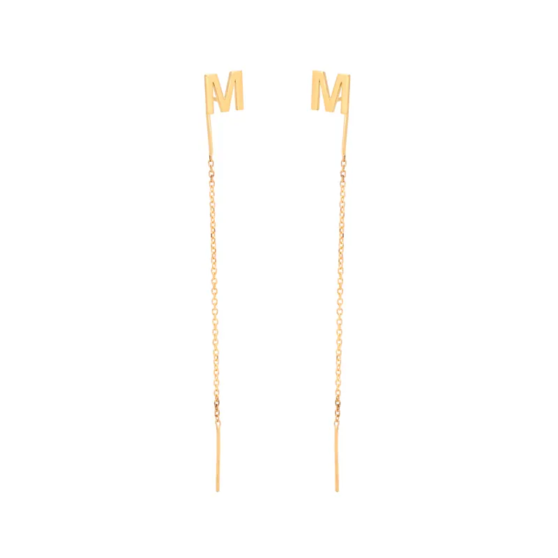 Brinco Inicial Fio, joia em ouro 18k