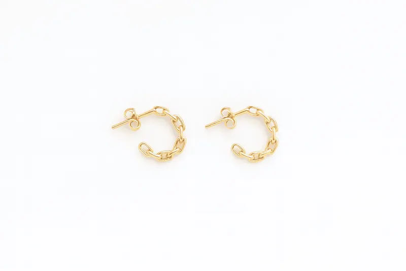 Brinco Argola Chain 10mm, joia em ouro 18k