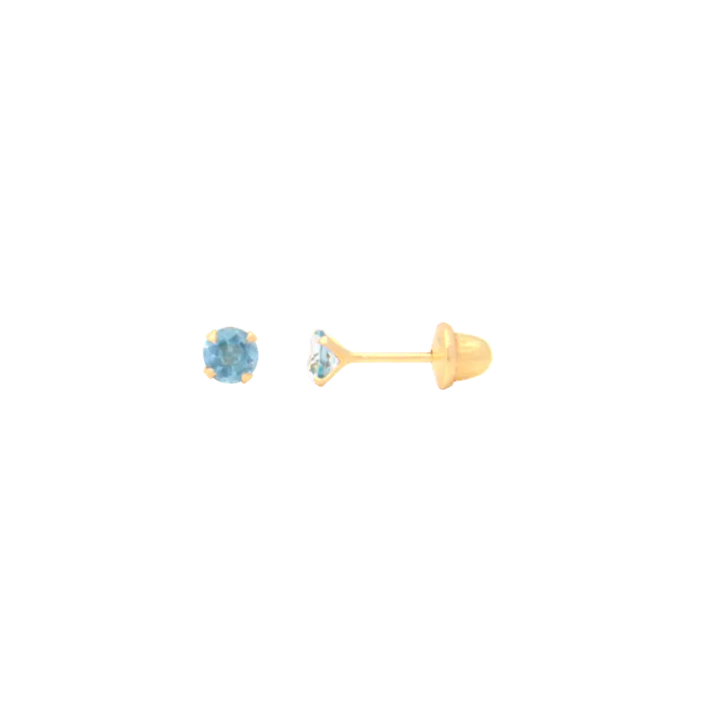 Brinco Solitário Topázio 3mm, joia em ouro 18k