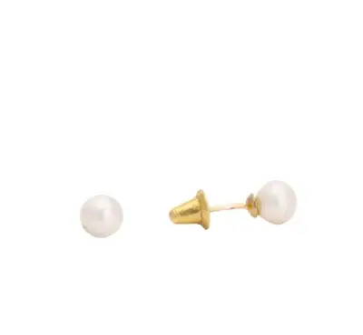 Brinco Pérola 4mm, joia em ouro 18k