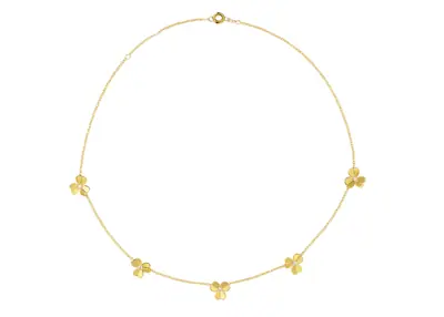 Colar Floral com Diamantes, joia em ouro 18k