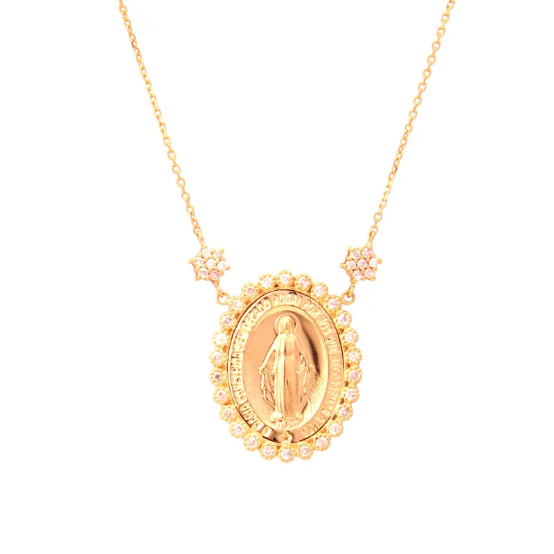 Colar Nossa Senhora da Graças, joia em ouro 18k