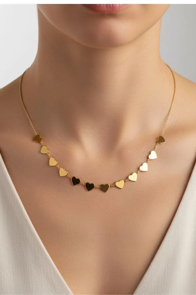 Colar de Corações, joia em ouro 18k