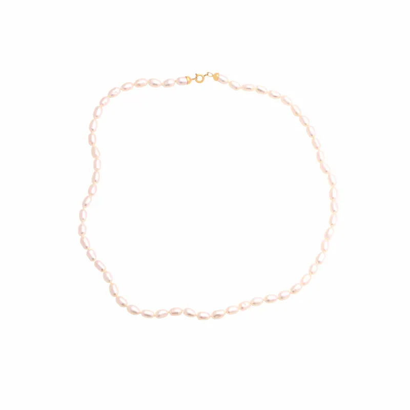 Gargantilha Pérola Arroz, joia em ouro 18k