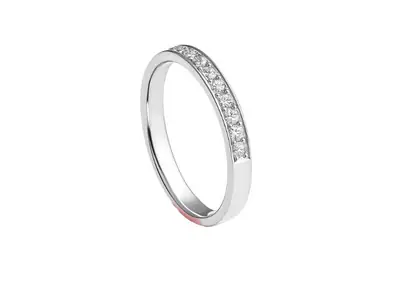 Meia Aliança com Diamantes, joia em ouro 18k