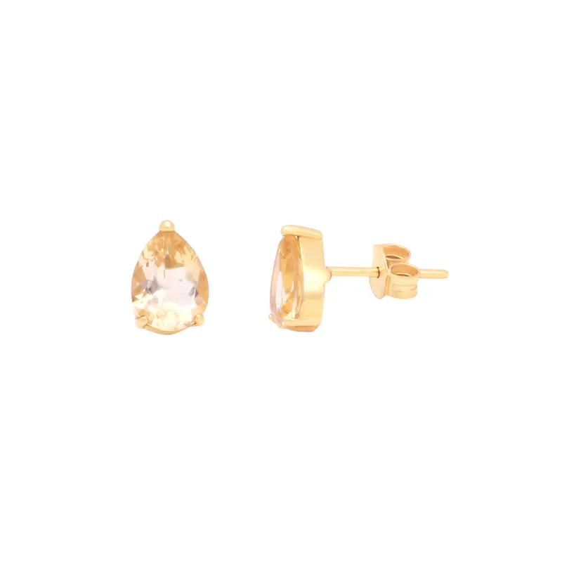 Brinco Gota de Citrino, joia em ouro 18k