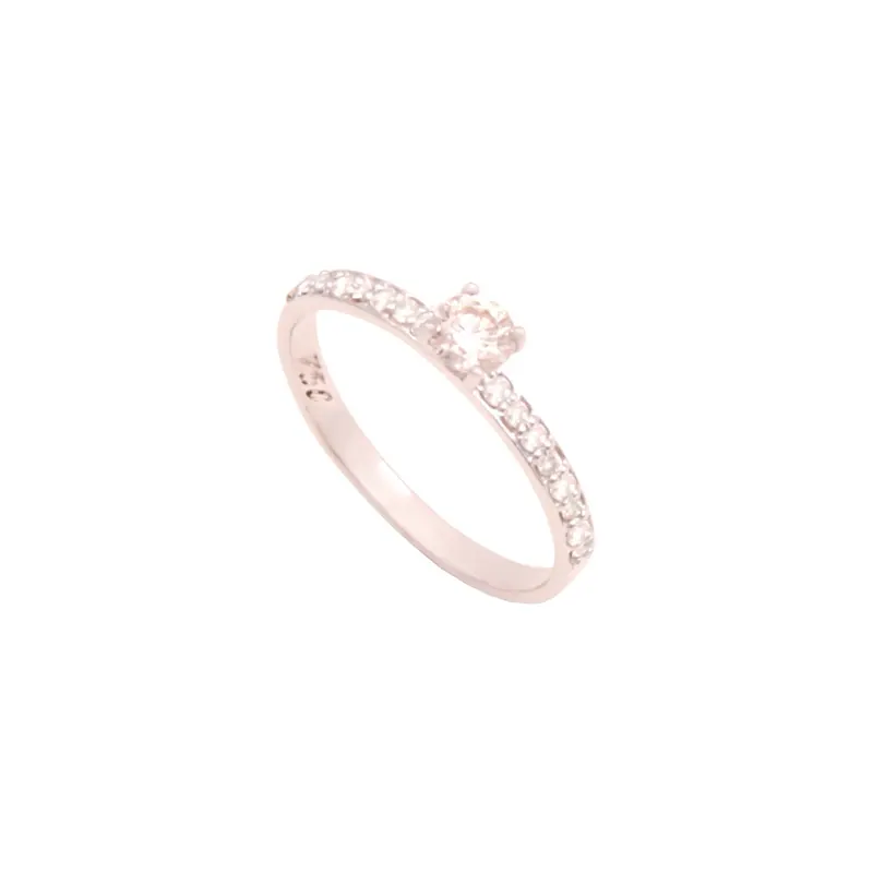 Anel Solitário de Diamantes, joia em ouro 18k
