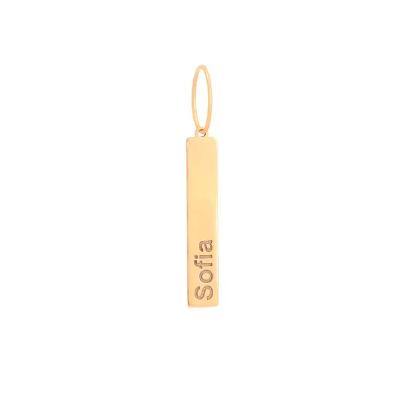 Pingente Placa Retangular, joia em ouro 18k