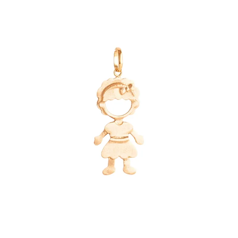 Pingente Boneca Cachos, joia em ouro 18k