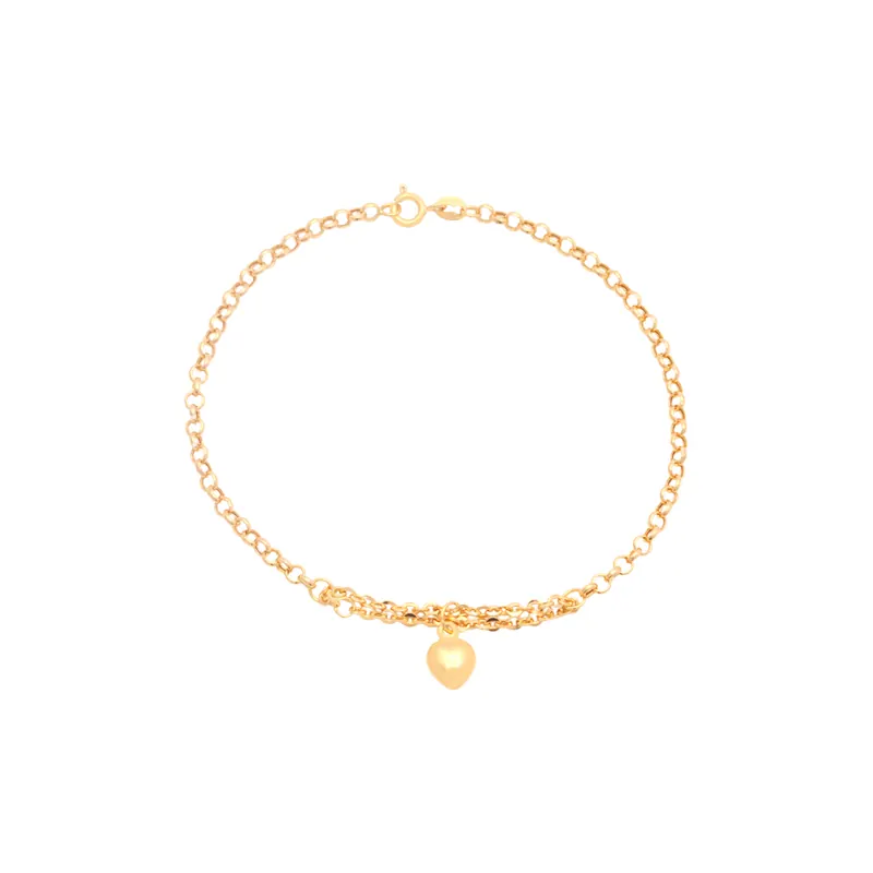 Pulseira Elo Português Coração, joia em ouro 18k